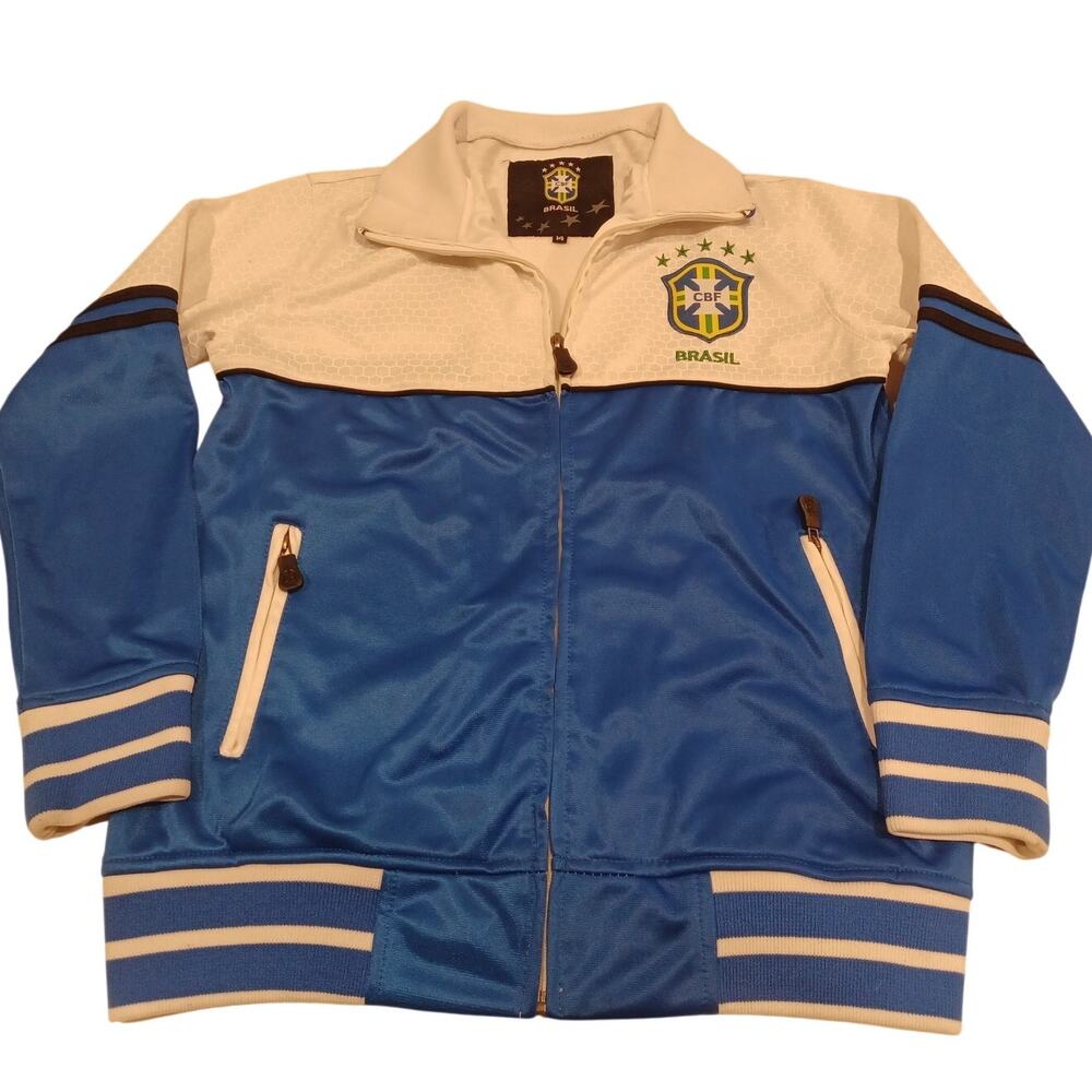 Rare Brazil CBF Established 1914 Embroired Soccer Jacket Kids Size 14
